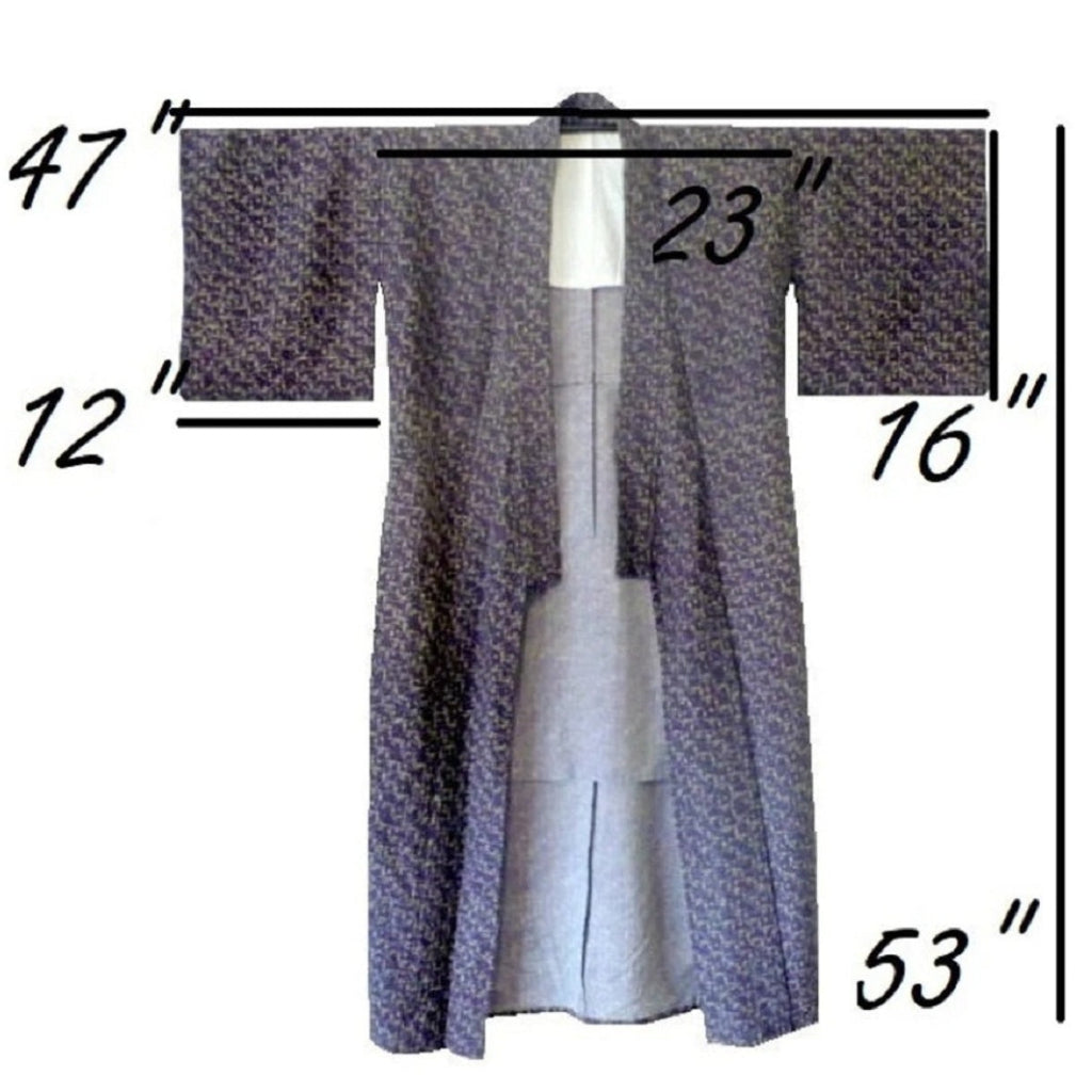 Shōwa Period Hand-Stitched Rayon Chirimen Kimono.