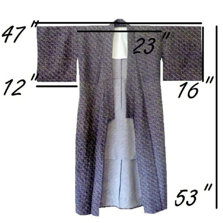 Shōwa Period Hand-Stitched Rayon Chirimen Kimono.