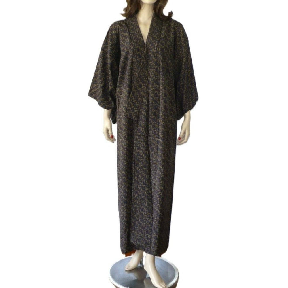 1960s Shōwa Rayon Chirimen Hitoe Kimono front view.