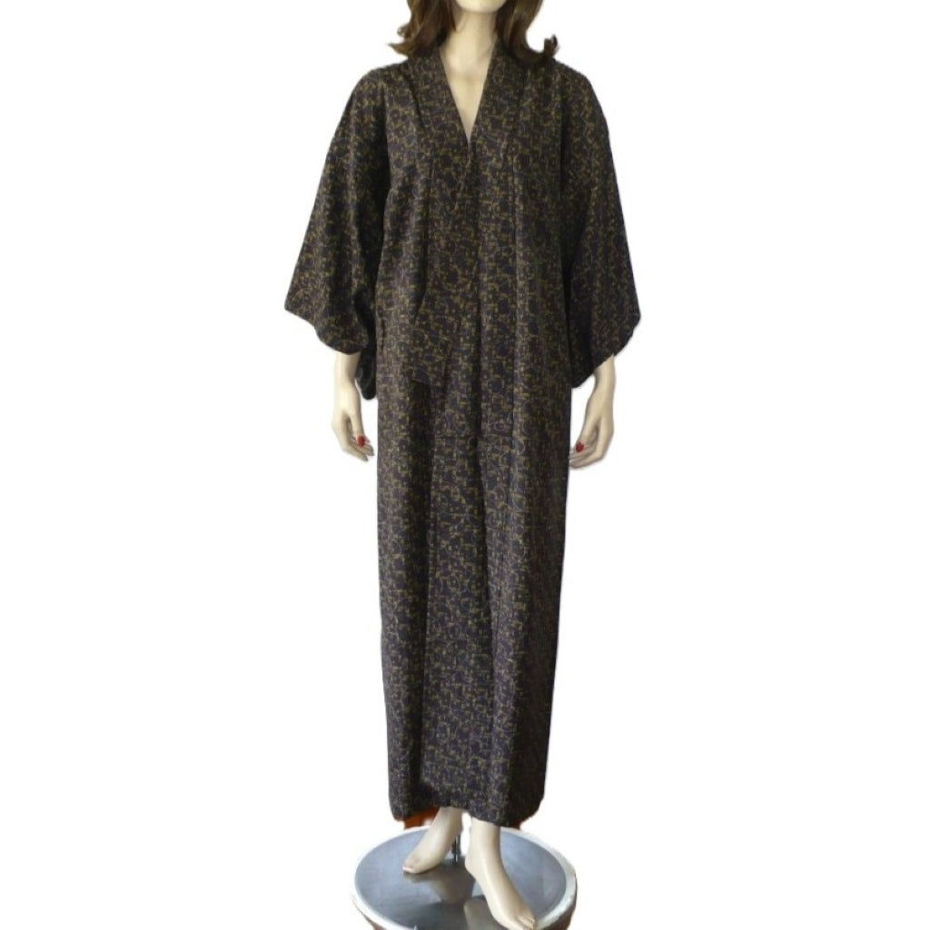 1960s Shōwa Rayon Chirimen Hitoe Kimono front view.