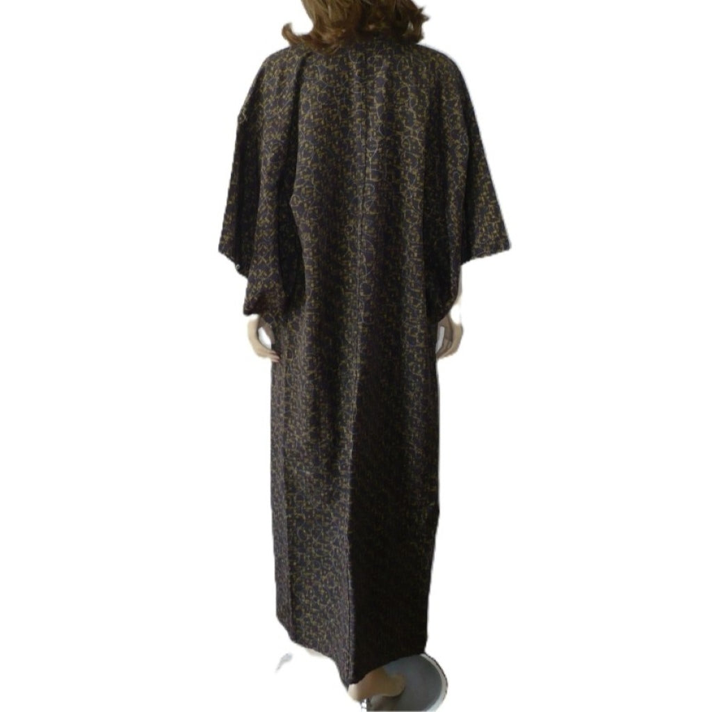 1960s Shōwa Rayon Chirimen Hitoe Kimono back view.