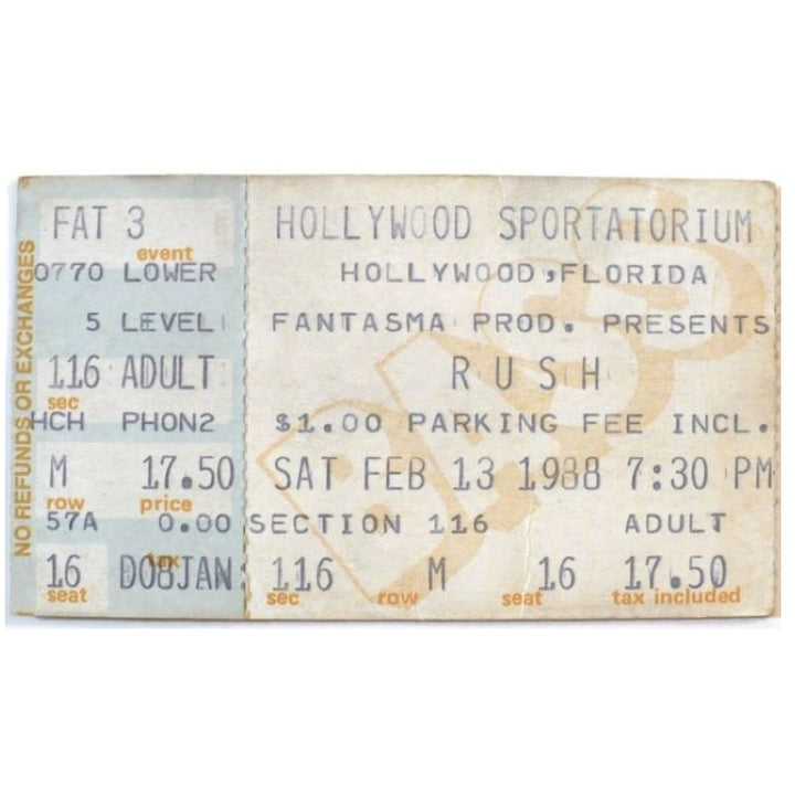 Rush Hold Your Fire Tour Ticket 1988 Tommy Shaw