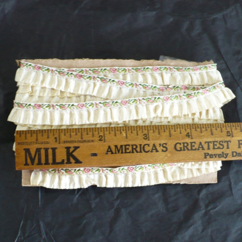 Vintage sewing trim.\ length next to ruler to show scale.