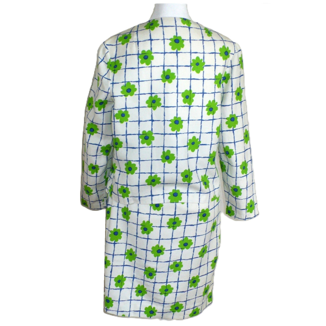 1970s Vintage Mod Flower Power Skirt Suit, XS/S