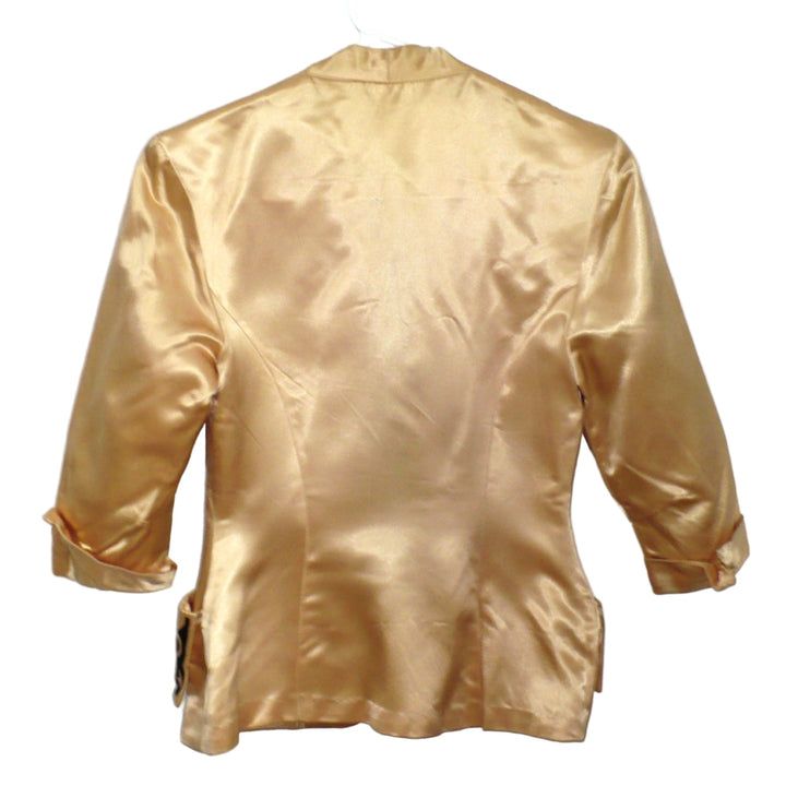ca. 1940 Vintage Post War Silk Satin Semi-formal Skirt Suit jacket back.