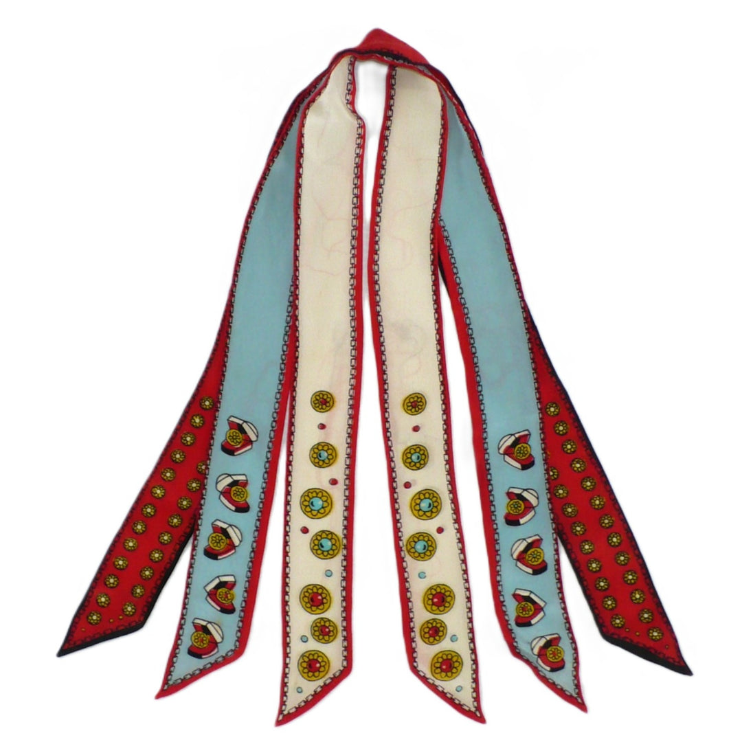 1950s Vintage Silk Jewelry Print Tri-Tie Cross Tie By Baar and Beards.