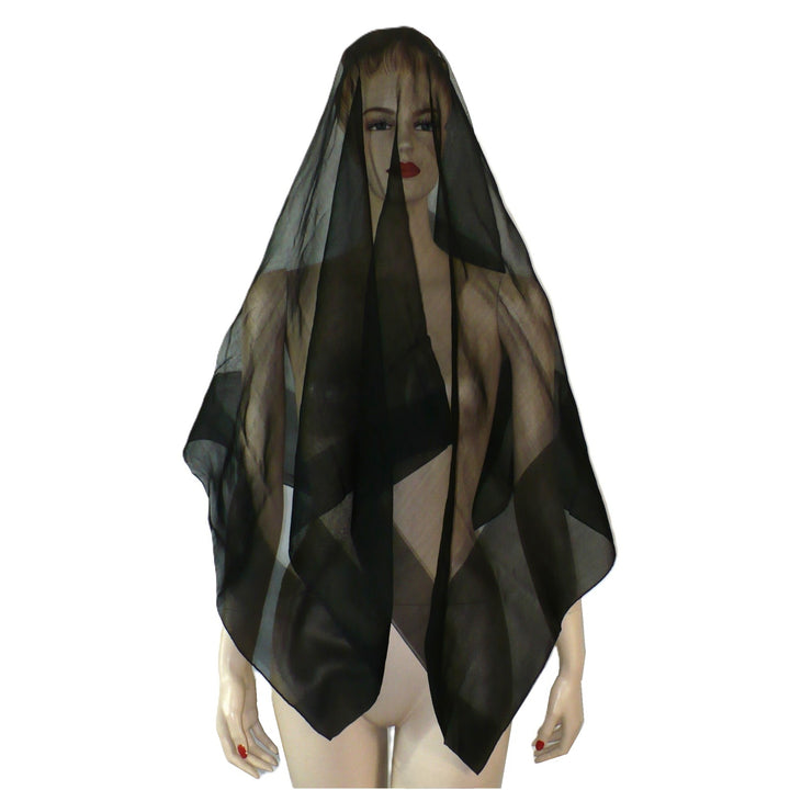 1870 Victorian Silk Mourning Veil Scarf