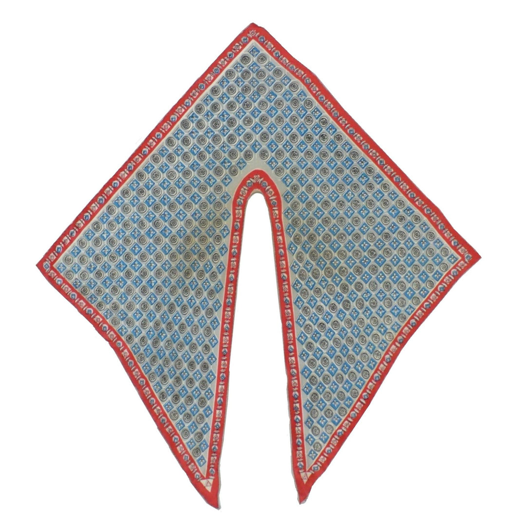 1940s Vintage Silk Red Foulard Print Twin-Tip Scarf by Baar and Beards.