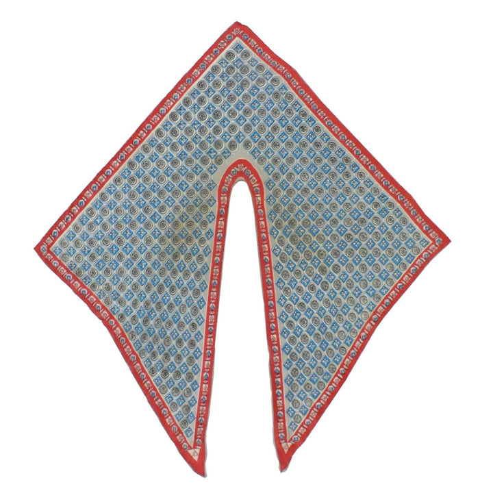 1940s Vintage Silk Red Foulard Print Twin-Tip Scarf by Baar and Beards.