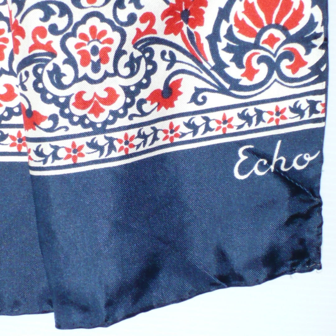 1970s Vintage Bicentennial Blossoms Silk Scarf by ECHO.
