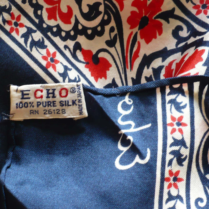 1970s Vintage Bicentennial Blossoms Silk Scarf by ECHO.