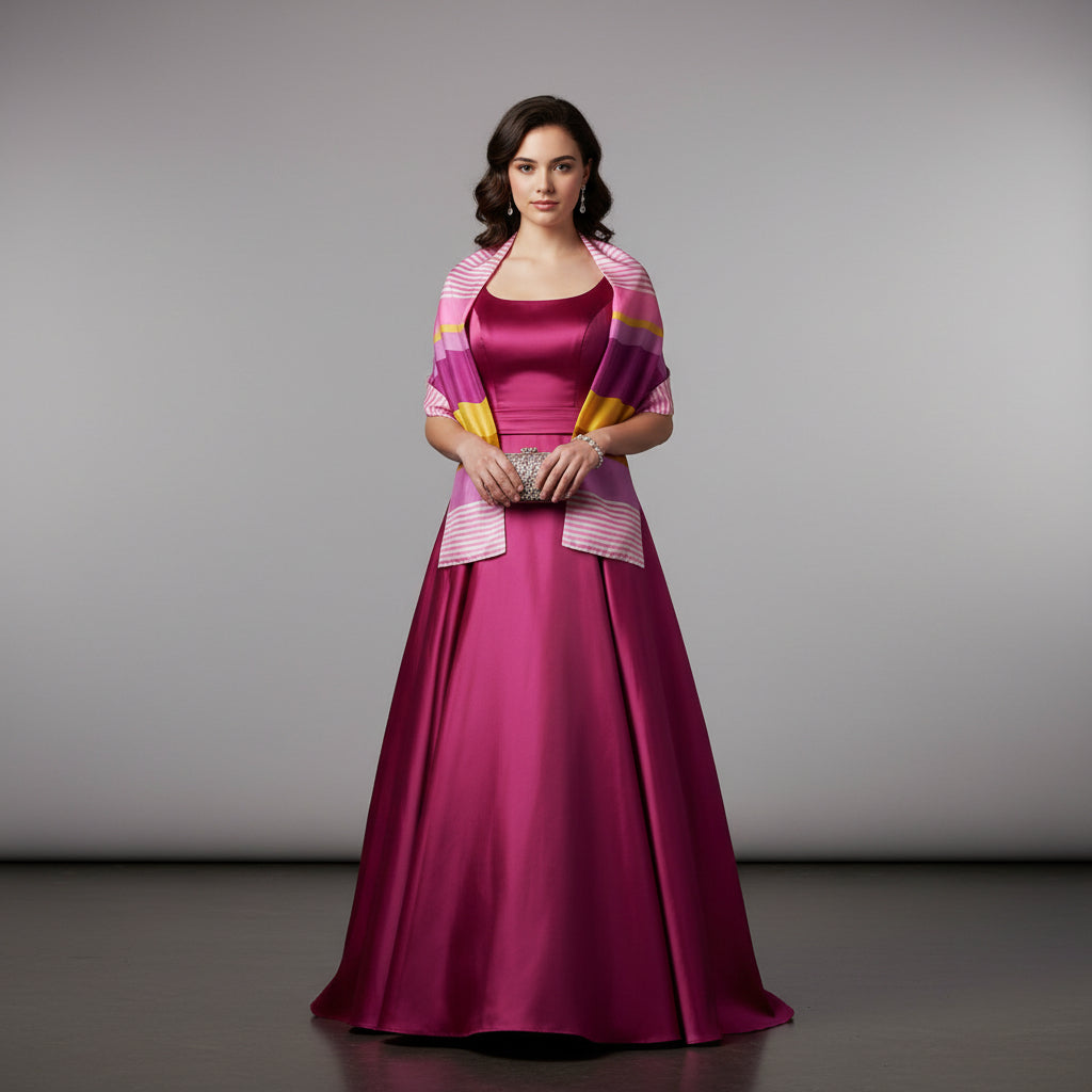 1960s Candy Striped Taffeta Treat Stole or Sash