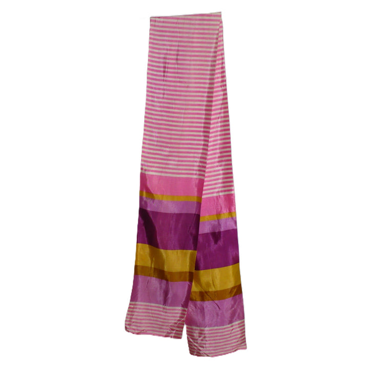 Versatile 1960s Vintage Striped Pinks Long Taffeta Scarf, Stole, Sash.