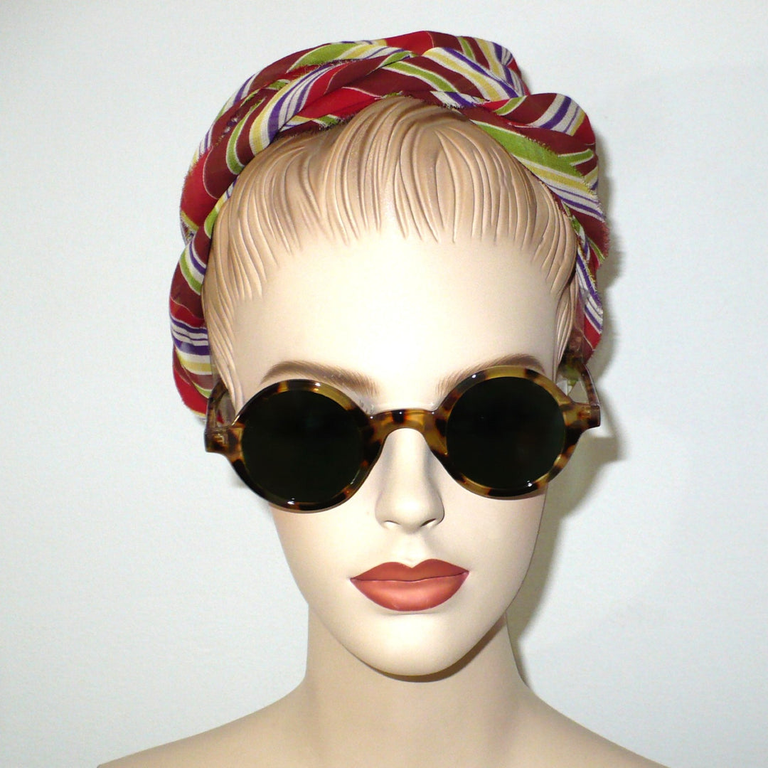1940s Striped Chiffon Scarf .