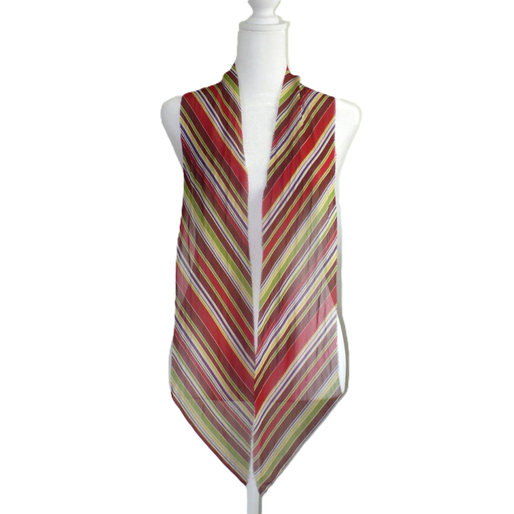 1940s Striped Chiffon Scarf .