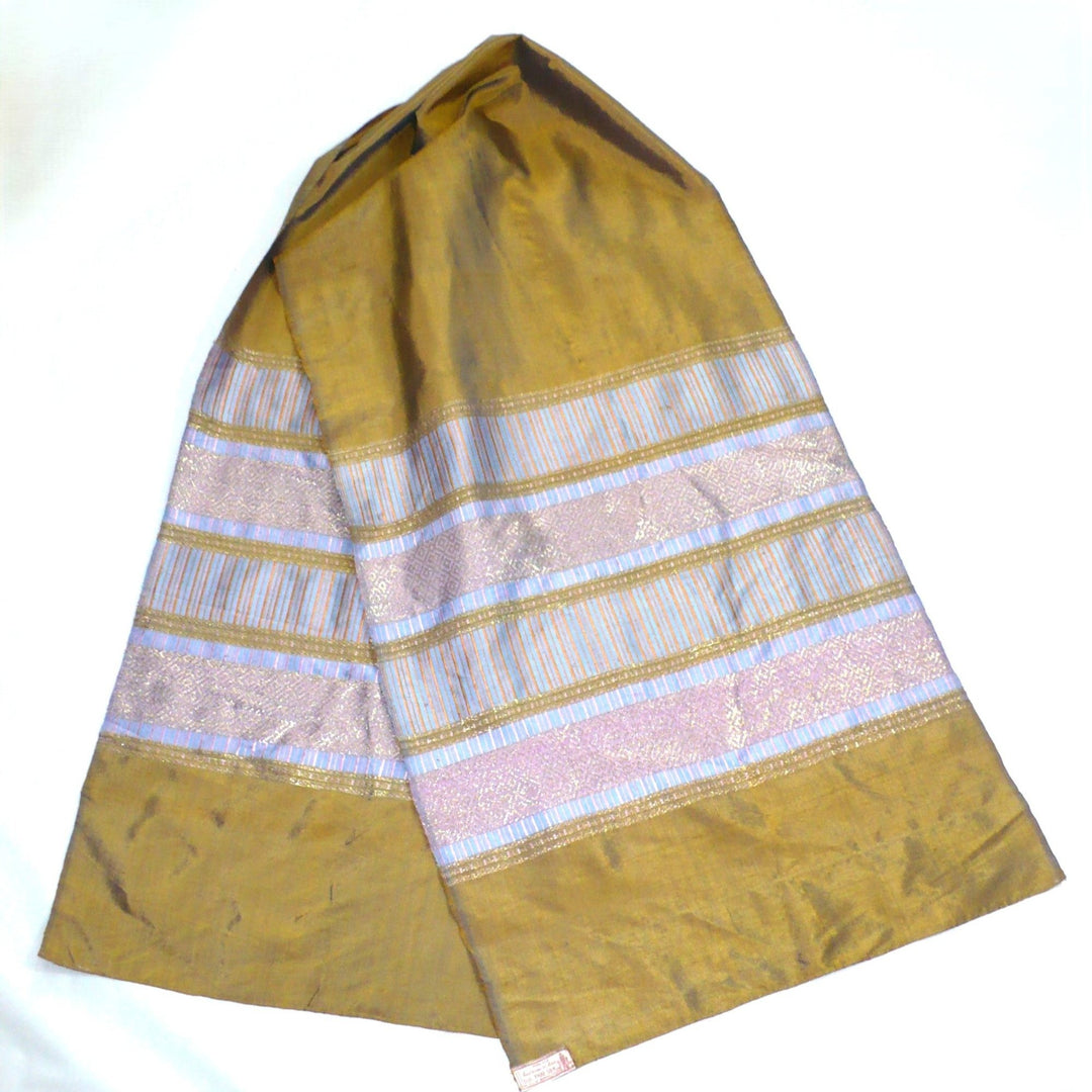 1960s Vintage Thai Silk Scarf or Shawl 88x20.