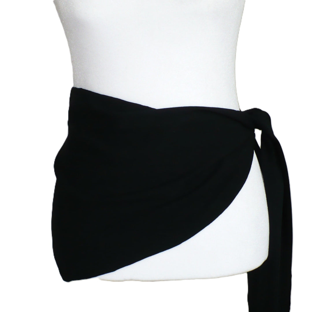 Vintage 1940s Black Pebble Crepe Rayon Sash – Peplum Accent Belt.