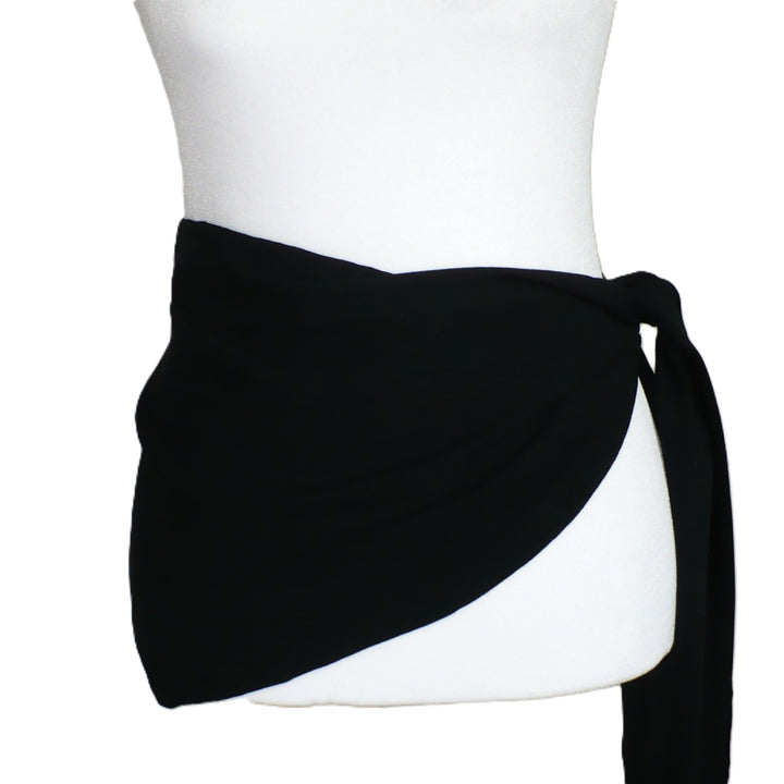 Vintage 1940s Black Pebble Crepe Rayon Sash – Peplum Accent Belt.