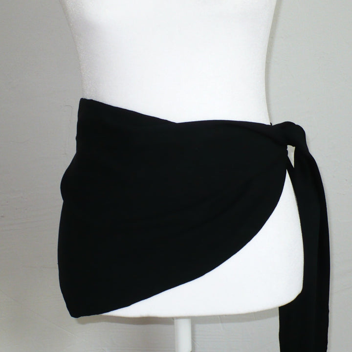 1940s Vintage Black Pebble Crepe Rayon Sash.
