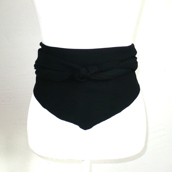 1940s Vintage Black Pebble Crepe Rayon Sash.