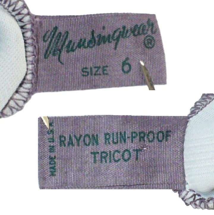 Munsingwear Rayon Run-proof Tricot Made in USA Size 6 label.