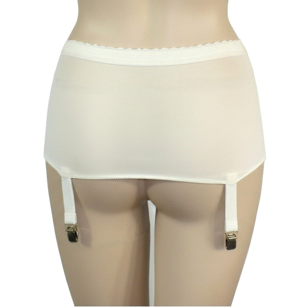 White garter belt on a mannequin with a white background