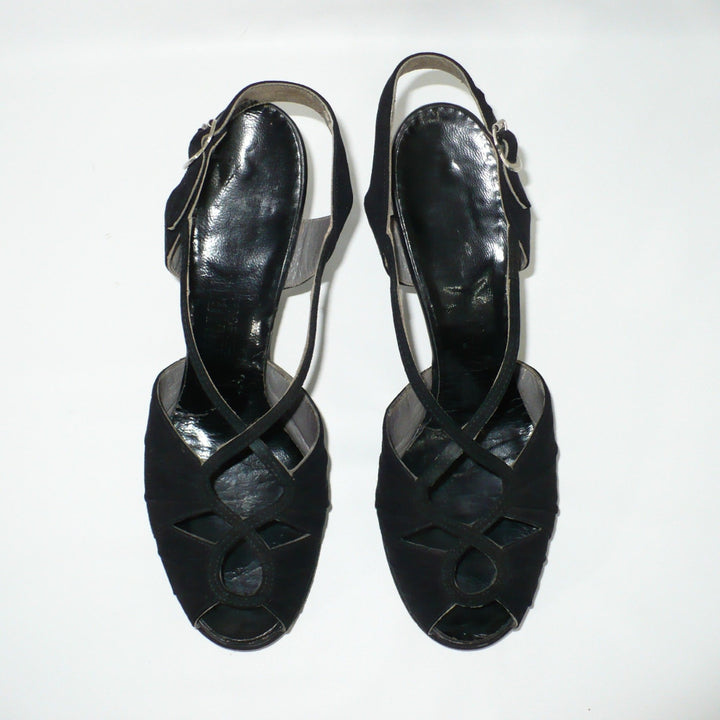 Vintage 1940s Victory Peep-Toe Heels, Ration-Era Collectible Footwear.