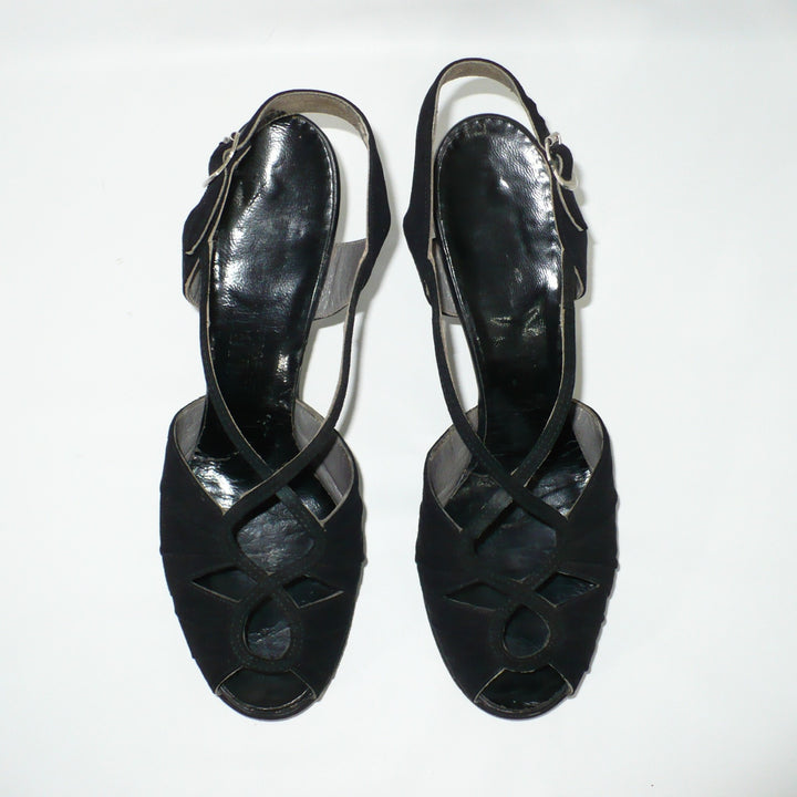 Vintage 1940s Victory Peep-Toe Heels, Ration-Era Collectible Footwear.