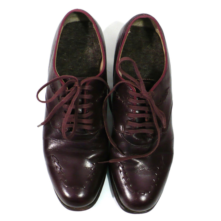 7A Vintage 1940s Women's Heeled Kid Leather Ghillie Oxfords, WW2 era.