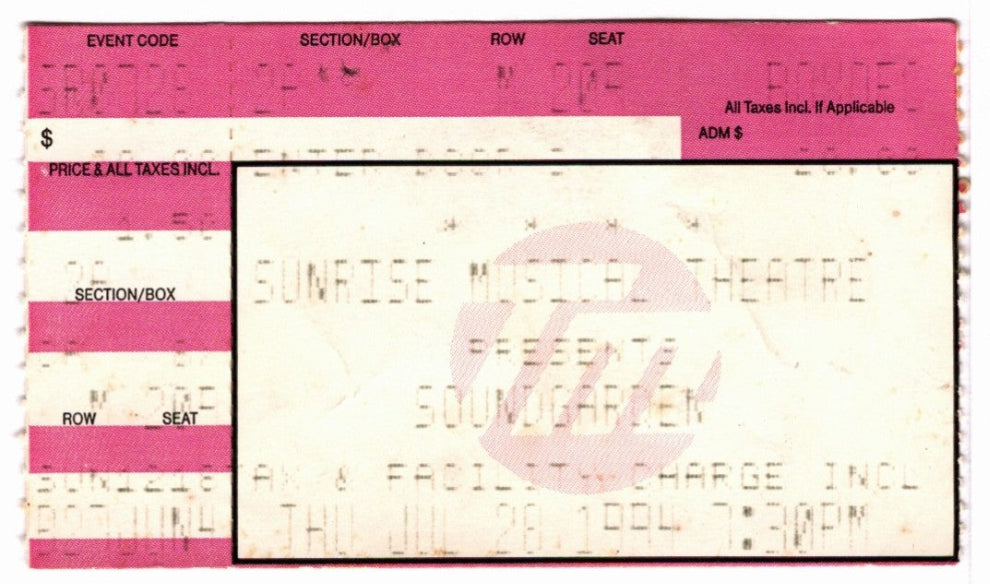 Soundgarden Superunknown 1994 Ticket Stub, front.