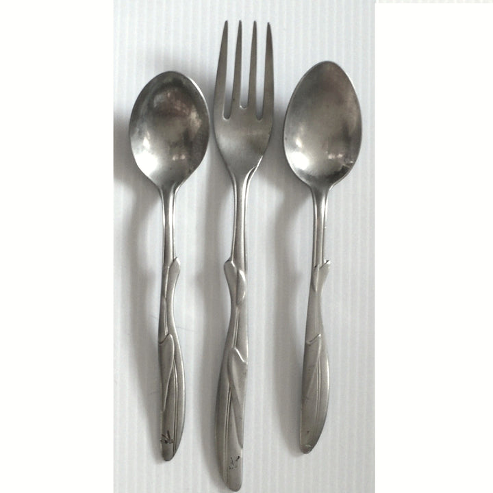 Vintage South African Airways Cutlery, Forks Spoon SAA Aviation Catering Collectible, front view.