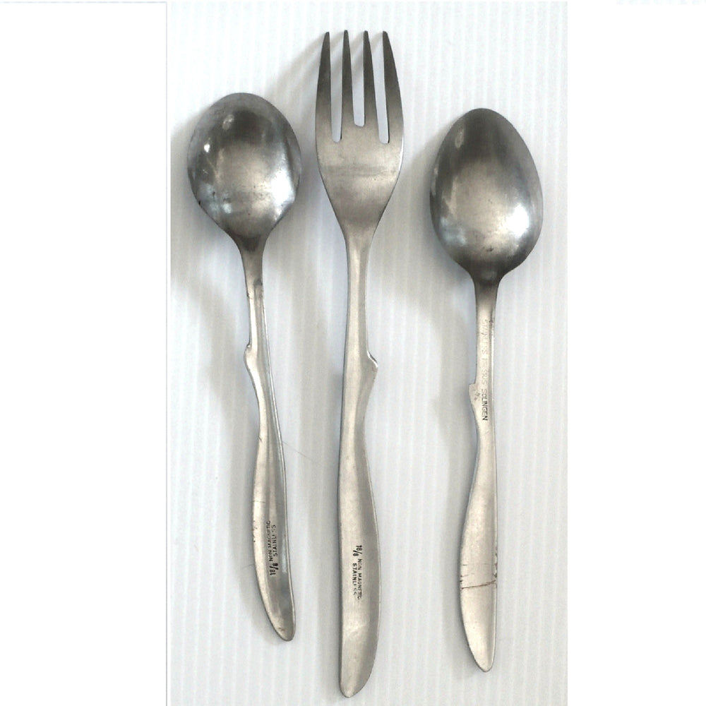 Vintage South African Airways Cutlery, Forks Spoon SAA Aviation Catering Collectible, back view.