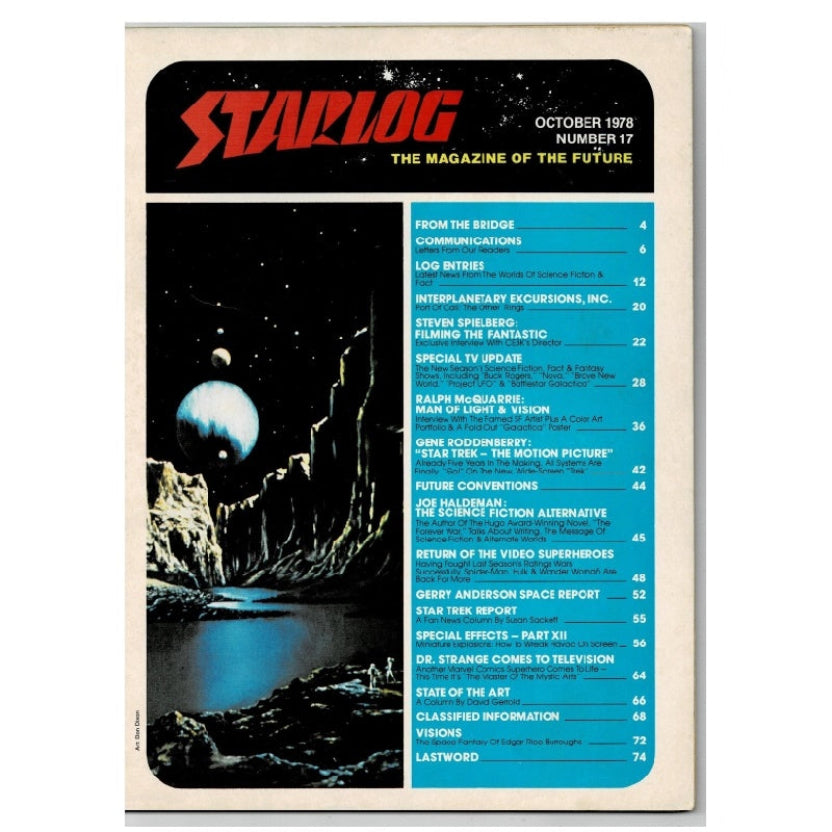 Starlog Magazine 17, Battlestar Galactica Poster Included, 1978 Table of contents.