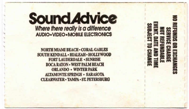 Stevie Ray Vaughn & Jeff Beck 1989 Ticket Stub, back.