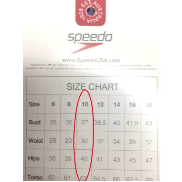 2004 Vintage Speedo Batik Babe Swimsuit Medium/10 size chart.