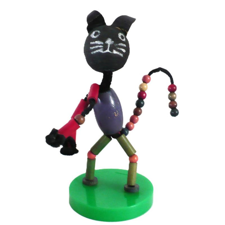 1960s Vintage Black Cat Bendy Doll, Walco Bead Pipe Cleaner Collectible Toy.