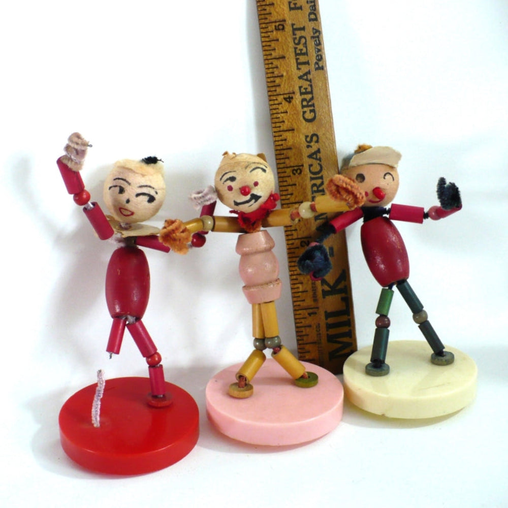 Set of 3 Walco Pixie Puppets Dolls – 1960s Vintage Pipe Cleaner Toys