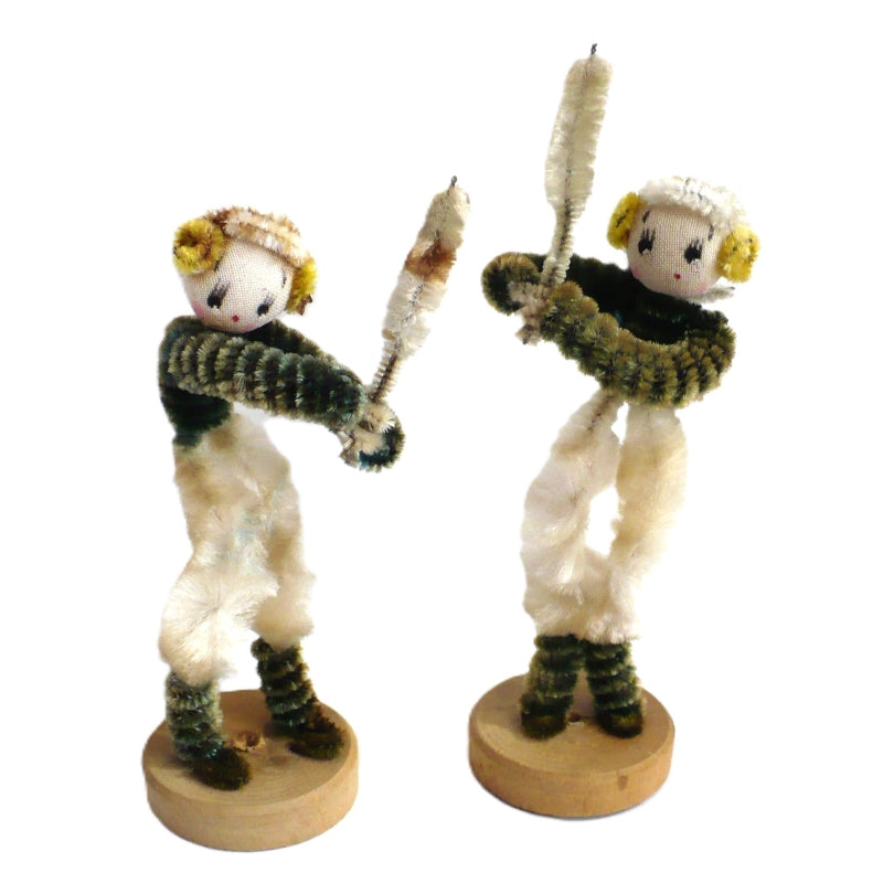 1950s Japan Pipe Cleaner Baseball or Cricket Dolls – Vintage Sports Bendy Dolls.