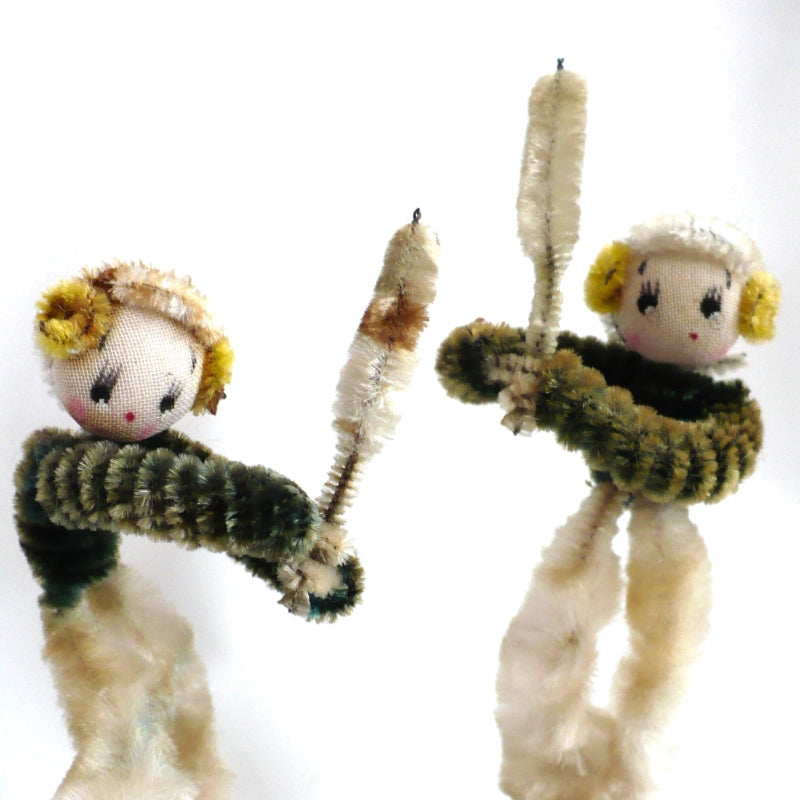 1950s Japan Pipe Cleaner Baseball or Cricket Dolls – Vintage Sports Bendy Dolls.
