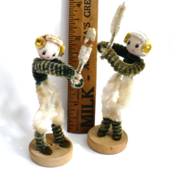 1950s Japan Pipe Cleaner Baseball or Cricket Dolls – Vintage Sports Bendy Dolls.
