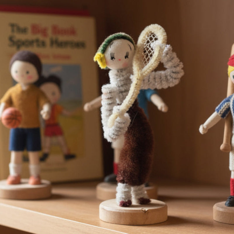 1950s Japan Tennis Player Pipe Cleaner Doll – Vintage Chenille Bendy Figure.