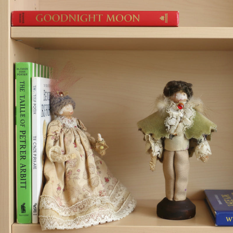1970s Marie Antoinette and Louis XIV  Folk Art  Clothespin Dolls on shelf.