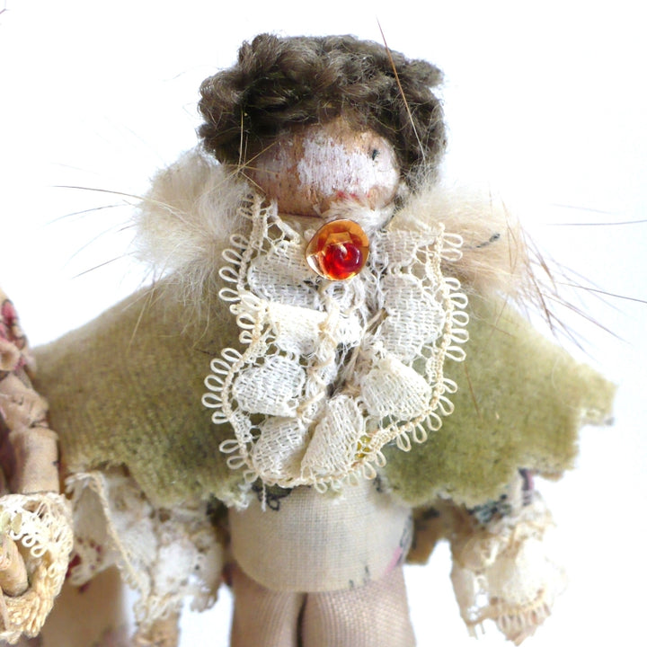 1970s Marie Antoinette Louis XIV  1970s Marie Antoinette and Louis XIV  Folk Art  Clothespin Dolls.