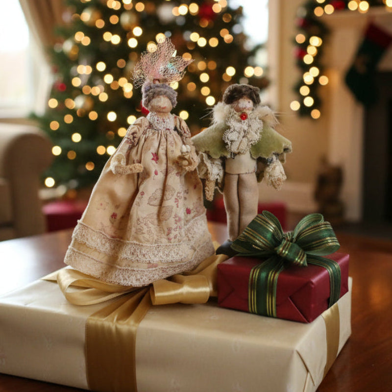 1970s Marie Antoinette and Louis XIV  Folk Art  Clothespin Dolls as ift toppers.