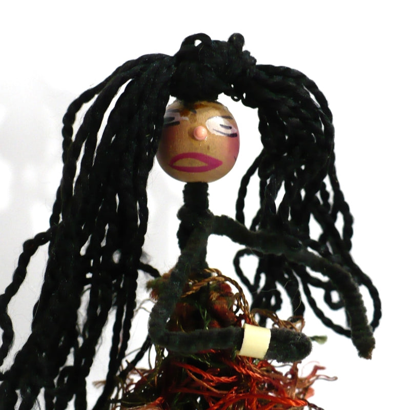 1950s Vintage Wild Voodoo Queen Bendy Pipe Cleaner Doll close-up.