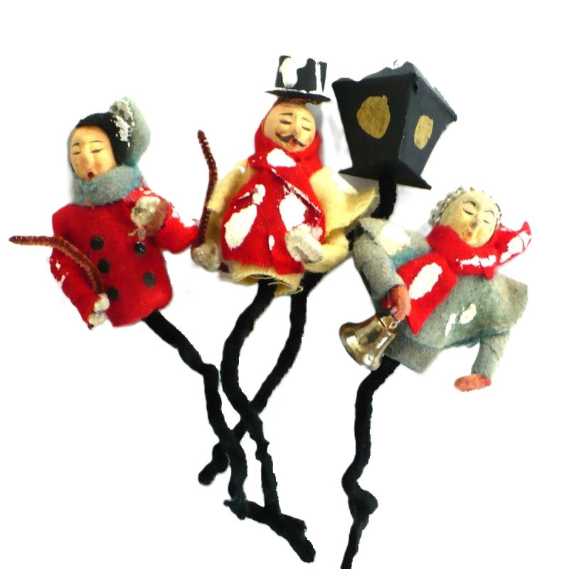 1950s Posie Christmas Caroler Ornaments Floral Picks