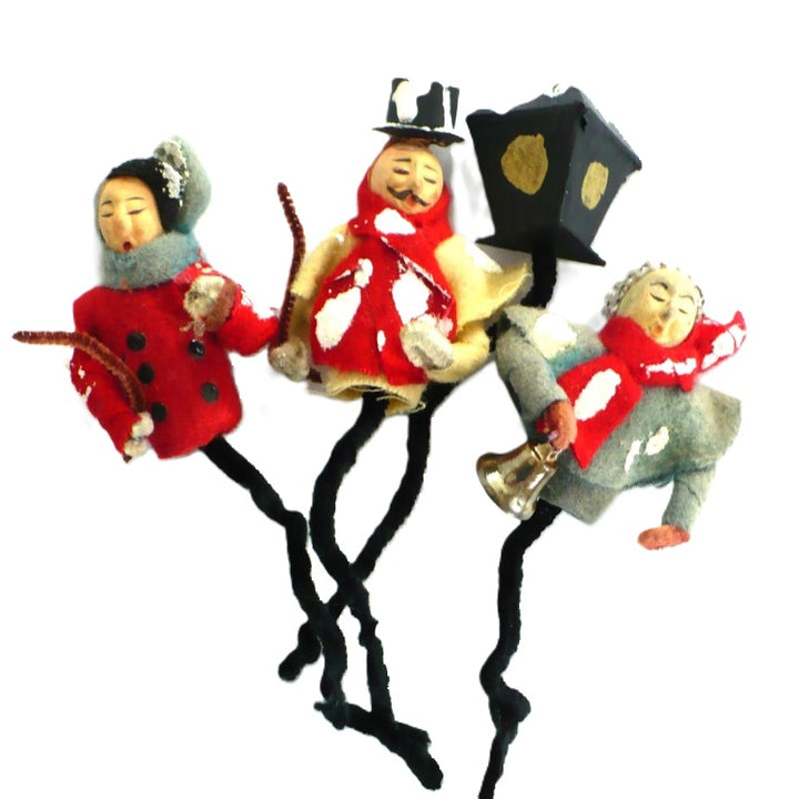 1950s Posie Christmas Caroler Ornaments Floral Picks.
