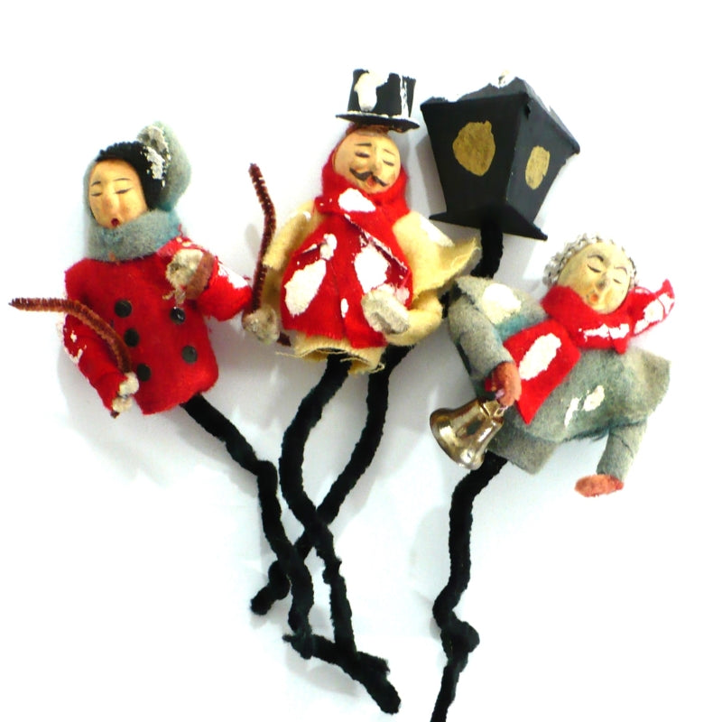 1950s Vintage Posie Christmas Caroler Ornaments Floral Picks