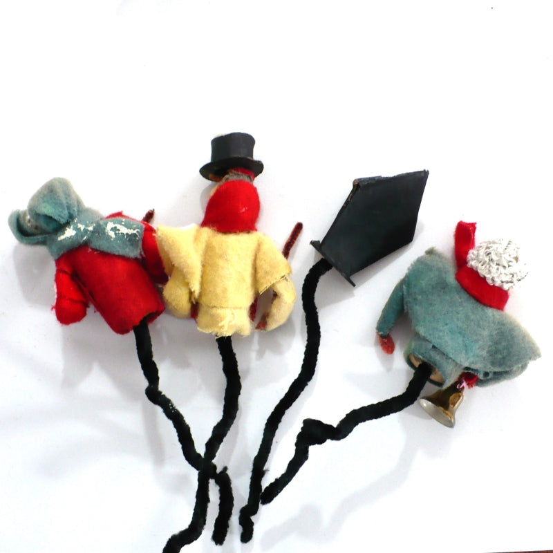 1950s Posie Christmas Caroler Ornaments Floral Picks.
