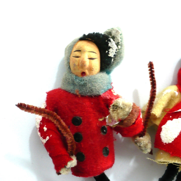 1950s Vintage Posie Christmas Caroler Ornaments Floral Picks